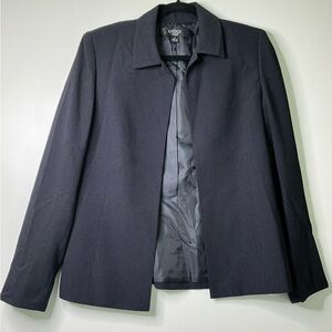 KASPER Petite Classic Blue Open Front Jacket Blazer Long Sleeve Womens Size 6P